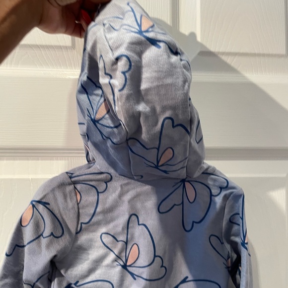 NWT Carter’s Blue Butterfly Print Zip Up One Piece Hooded Jumpsuit 24 Months - Picture 4 of 11